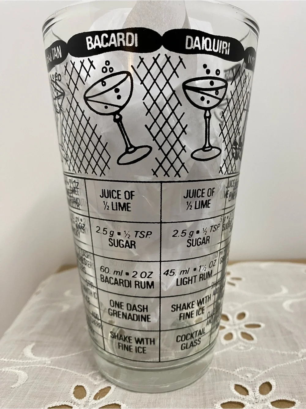 Vintage Glass Irvinware Cocktail Recipe Mixing MCM Barware 14 Oz USA